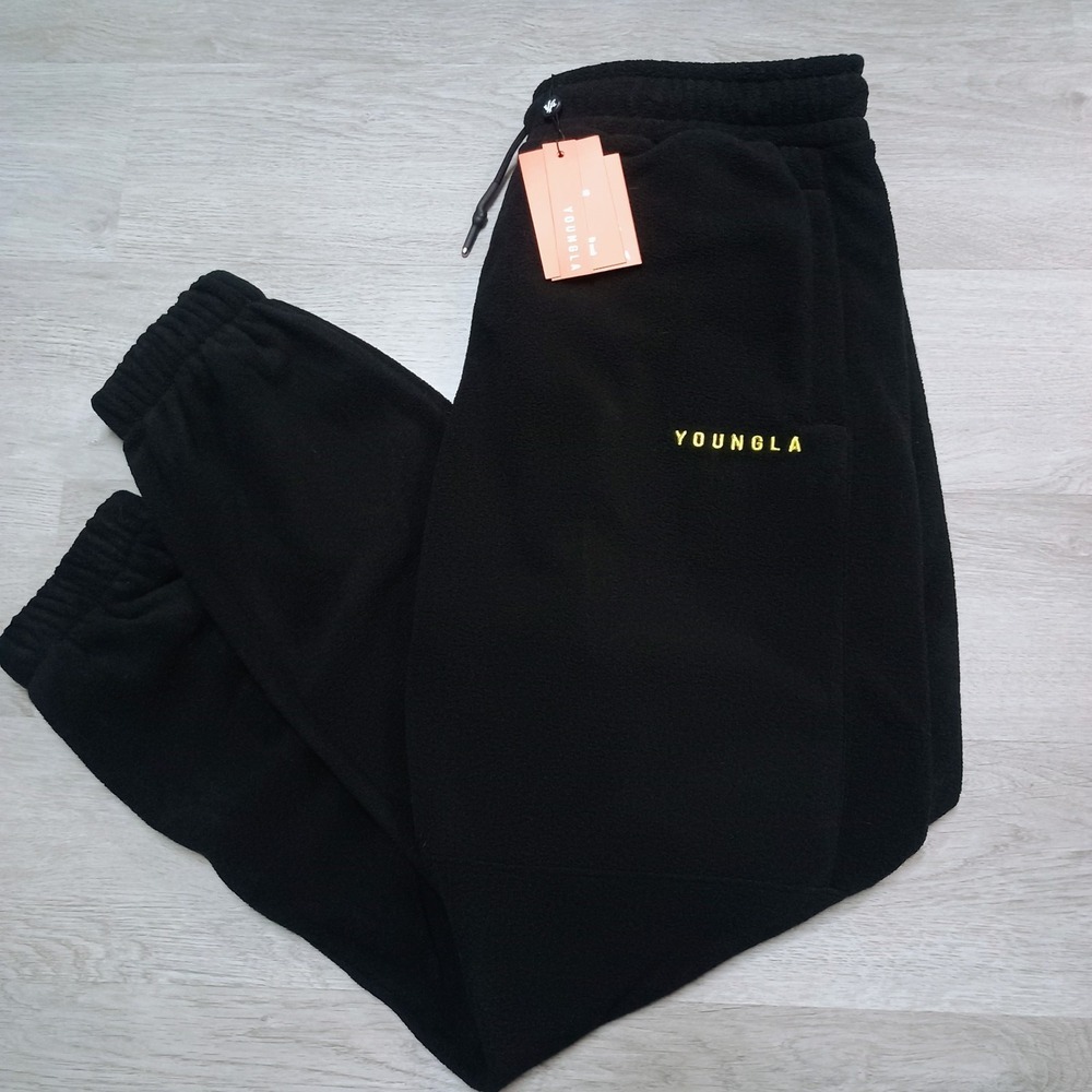 Young LA YoungLA Mens Black Fleece jogger Taper Sweatpants XXL Nwt